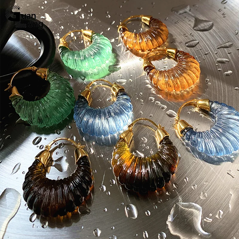 

GuanLong New Colorful Big Hoop Earrings For Women Girls Trend Candy colors Acrylic Geometric Korean Earring Gifts Cute Jewelry