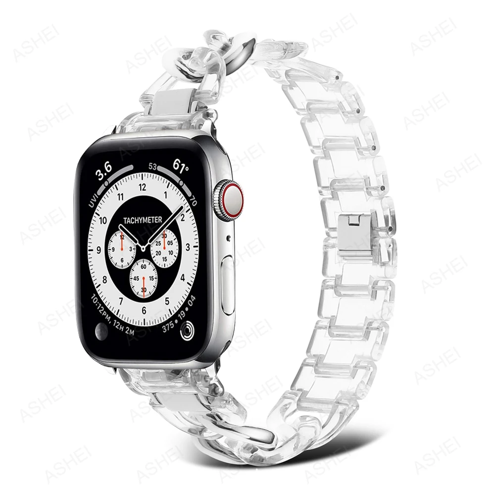 

Ремешок из прозрачной смолы для iwatch band, браслет для apple watch 7 6 5 4 se 40 мм 44 мм 41 мм 45 мм band 3 38 мм 42 мм