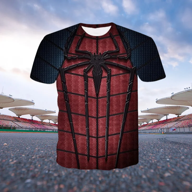 2024 детская футболка с пауком в стиле Харадзюку для мальчиков модная одежда топы