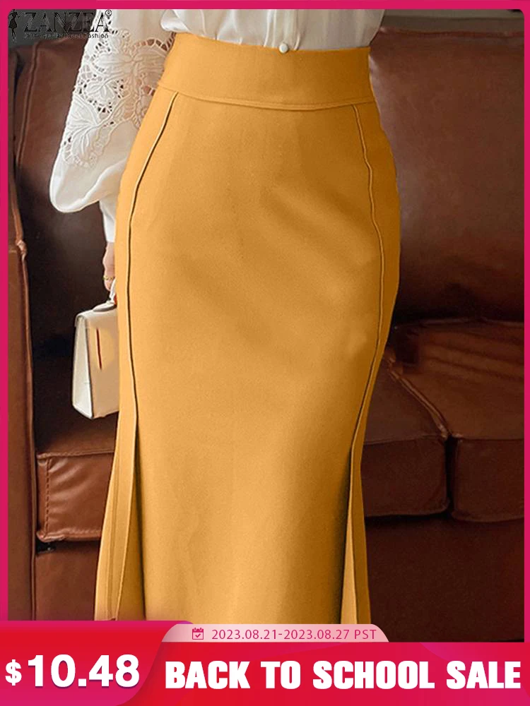 Женская юбка-годе с завышенной талией, до колена