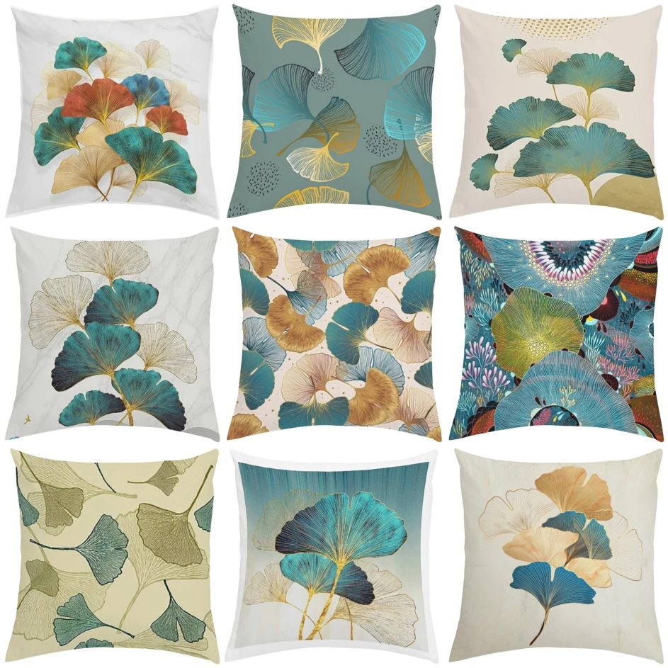 

50x50cm Ginkgo Leaf Pillow Case for Sofa Car Pillow Covers Home Decorative Cushion Covers 40x40cm Bedroom Waist Pillowcase 45x45