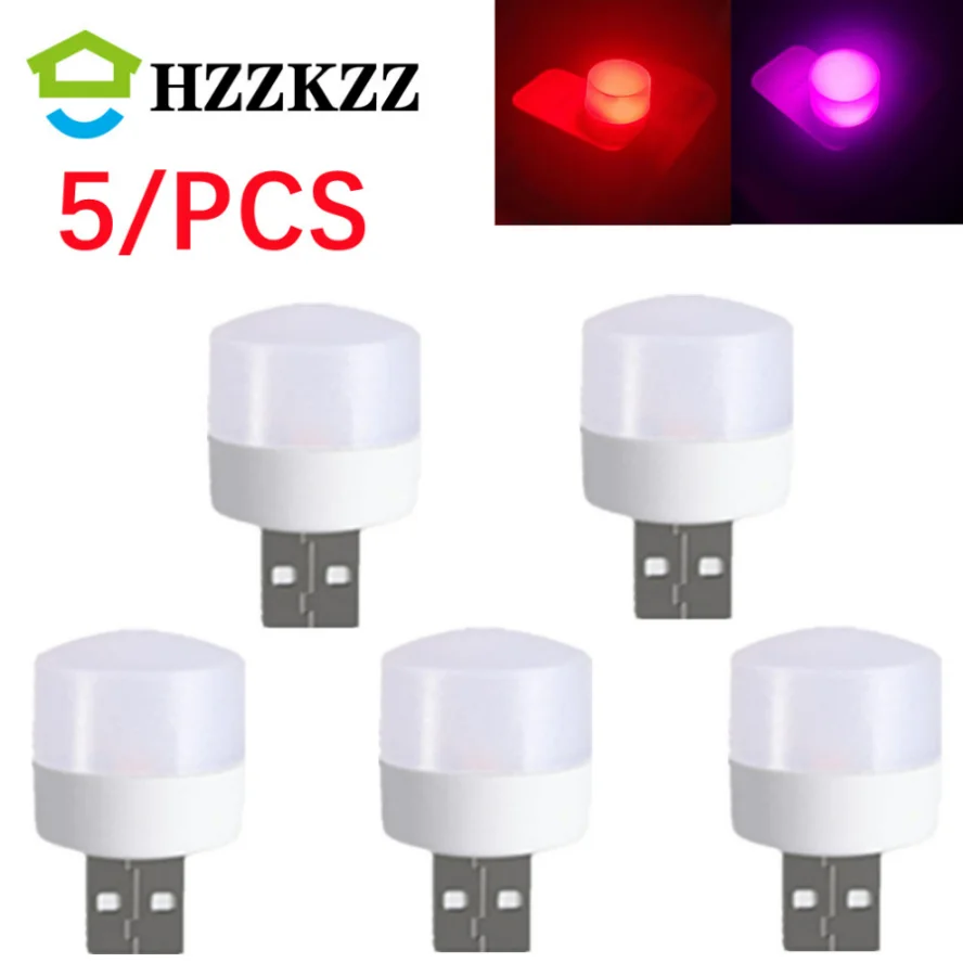 

5 Pcs USB LED Plug Lamp 1W Super Bright Eye Protection USB Book Light Computer Mobile Power Charging USB Small LED Night Light