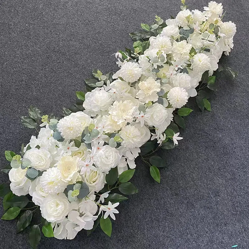 

100cm Artificial Flowers Wall Wedding Decoration White Custom Rose Peonies Flower Row Romantic DIY Decor Wedding Arch Backdrop
