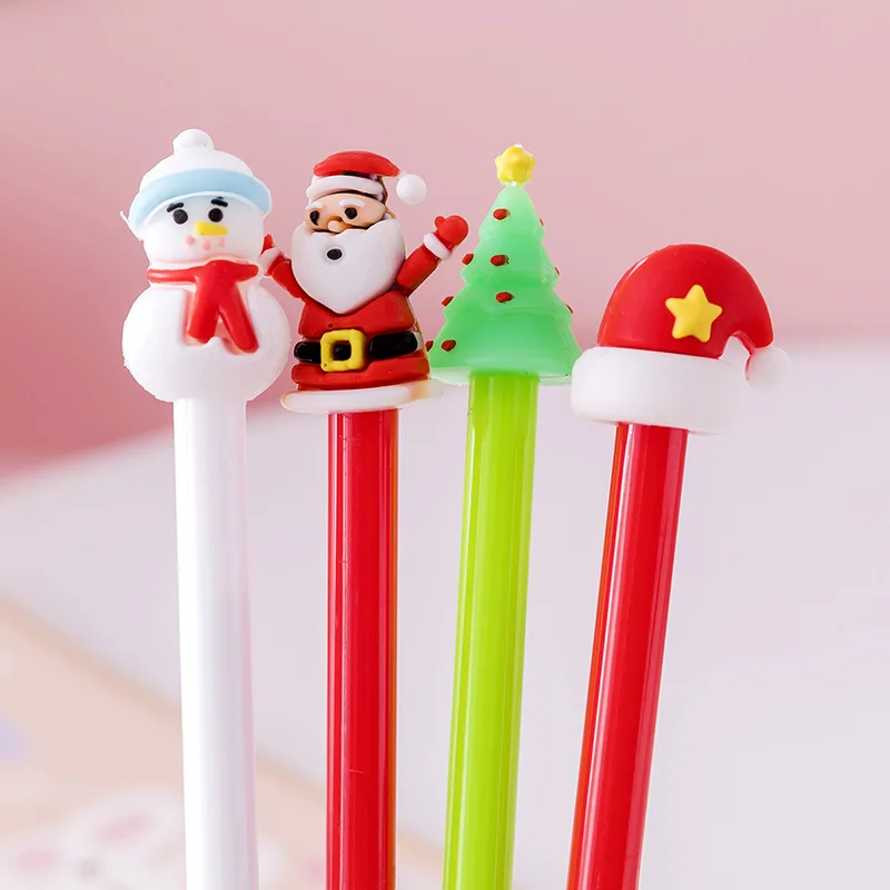 

130Pcs Christmas 3d Head Gel Pens Neutral Pen Christmas Gift Prizes Gift Sata Reindeer Snowman Signature Pens Stationery