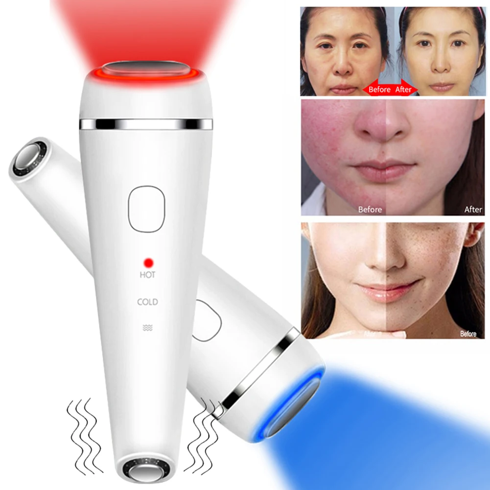 

USB Hot Cold Face Massager Photon Cryotherapy Skin Eyes Massage Wrinkles Reduce Vibration Face Lifting Beauty Device