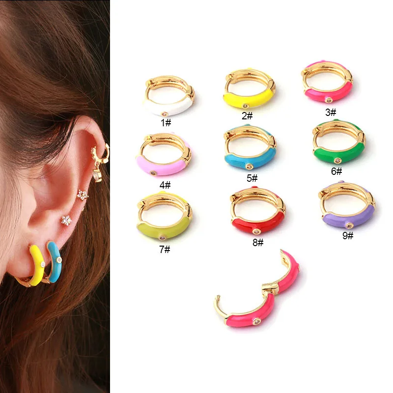 

VENTFILLE Silver Neon Candy Color Oil Drop Ear Buckles Single Summer Earrings Casual Matching Piercing Earrings Jewelry