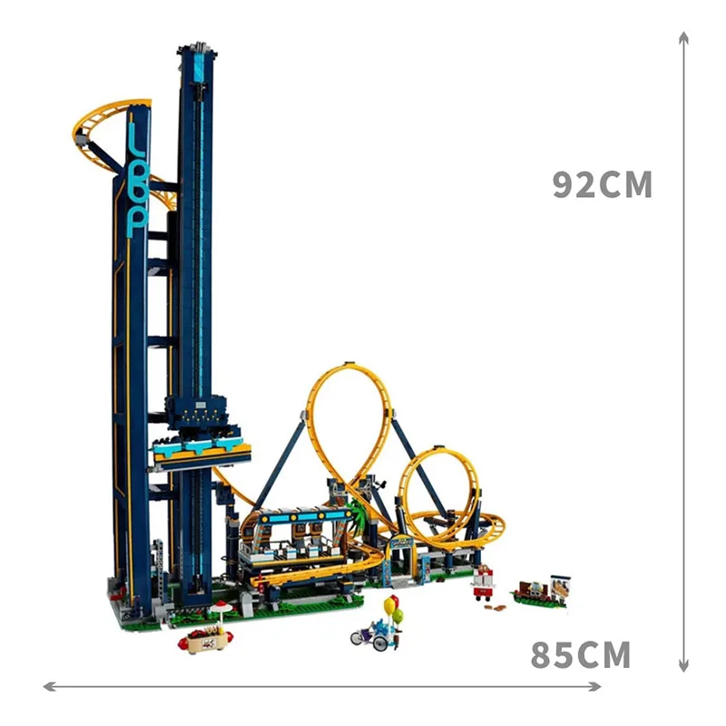 In Stock With Motor Loop Roller Coaster Compatible 10303 10261 Fairground Building Blocks Bricks Christmas Birthday Toy Gift images - 6