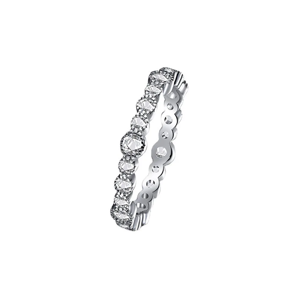

Женское кольцо из стерлингового серебра S925, универсальное, с бриллиантами, однорядное, закрытое, с одним кольцом, для указательного пальца