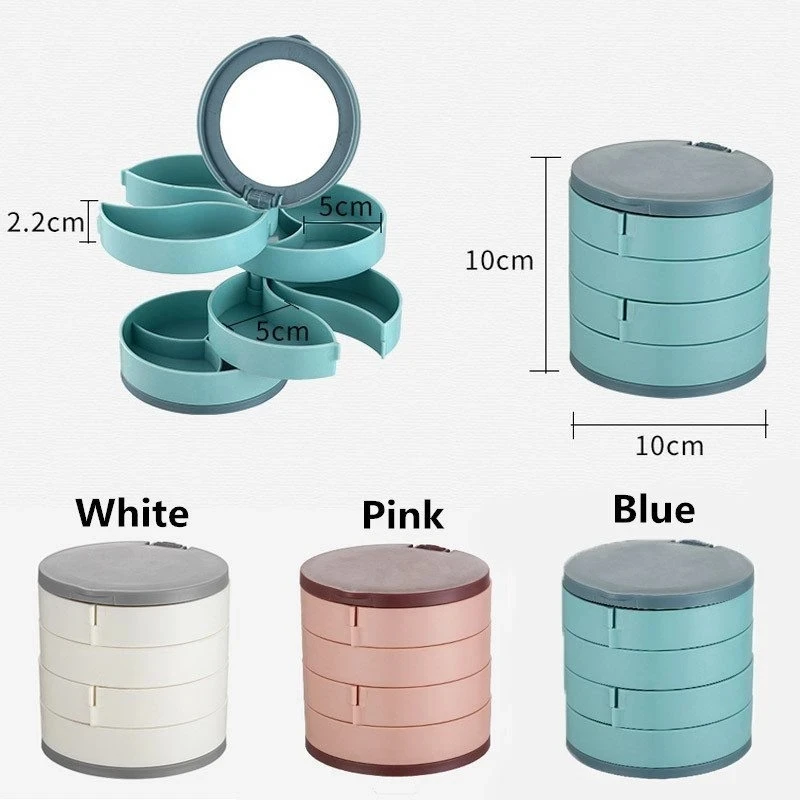 Multi Layer Jewelry Storage Box Rotating Makeup Storage Rack Necklace Earrings Circular Plastic Storage Box Bracket Display Rack