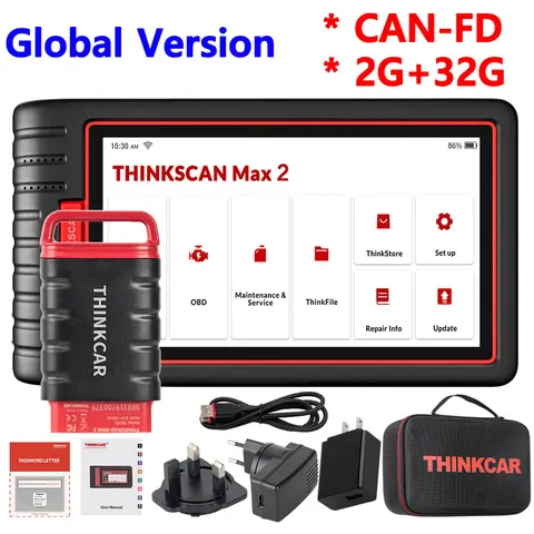 THINKCAR ThinkScan Max 2 диагностические инструменты, полная система, поддержка CANFD для GM 2023 AF DPF IMMO 28, сброс, кодирование ЭБУ, OBD2 сканер