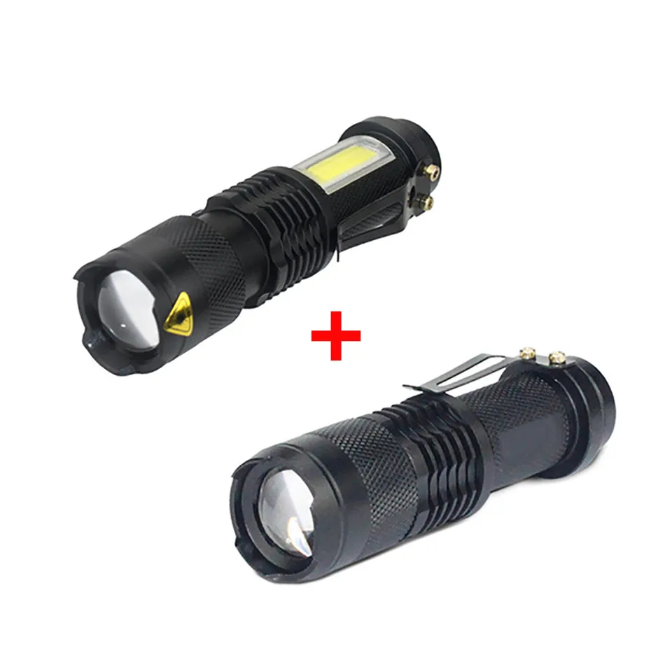 

Mini Portable LED Flashlight Q5 +COB Waterproof Adjustable Zoom LED Torch Lamp Outdoor Adventure Camping Use AA/14500 Battery