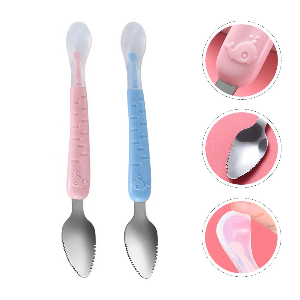 

Spoon Baby Spoons Silicone Feeding Training Dining Dessert Grapefruit Serrated Self Soft Infant Toddler Toddlers Smallchild