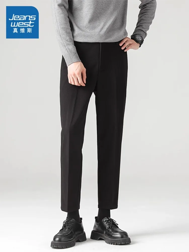 Zhenvis Autumn and Winter Draping Woolen Small Suit Pants Men's Spring Business All-Matching Sanding Slim fit Capr...