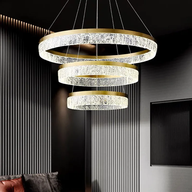 

Modern Luxury Villa Chandelier Nordic Designer Ring Resin Texture Lampshade Light Living Dining Room Bedroom Ceiling Light