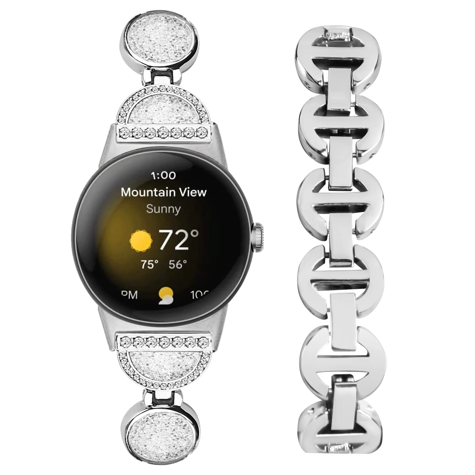 Фото Для Google Pixel Watch 4 3 2 1 ремешок из нержавеющей стали с бриллиантами металлический ремешок для часов Pixel Watch 2 3 4 браслет correa №2
