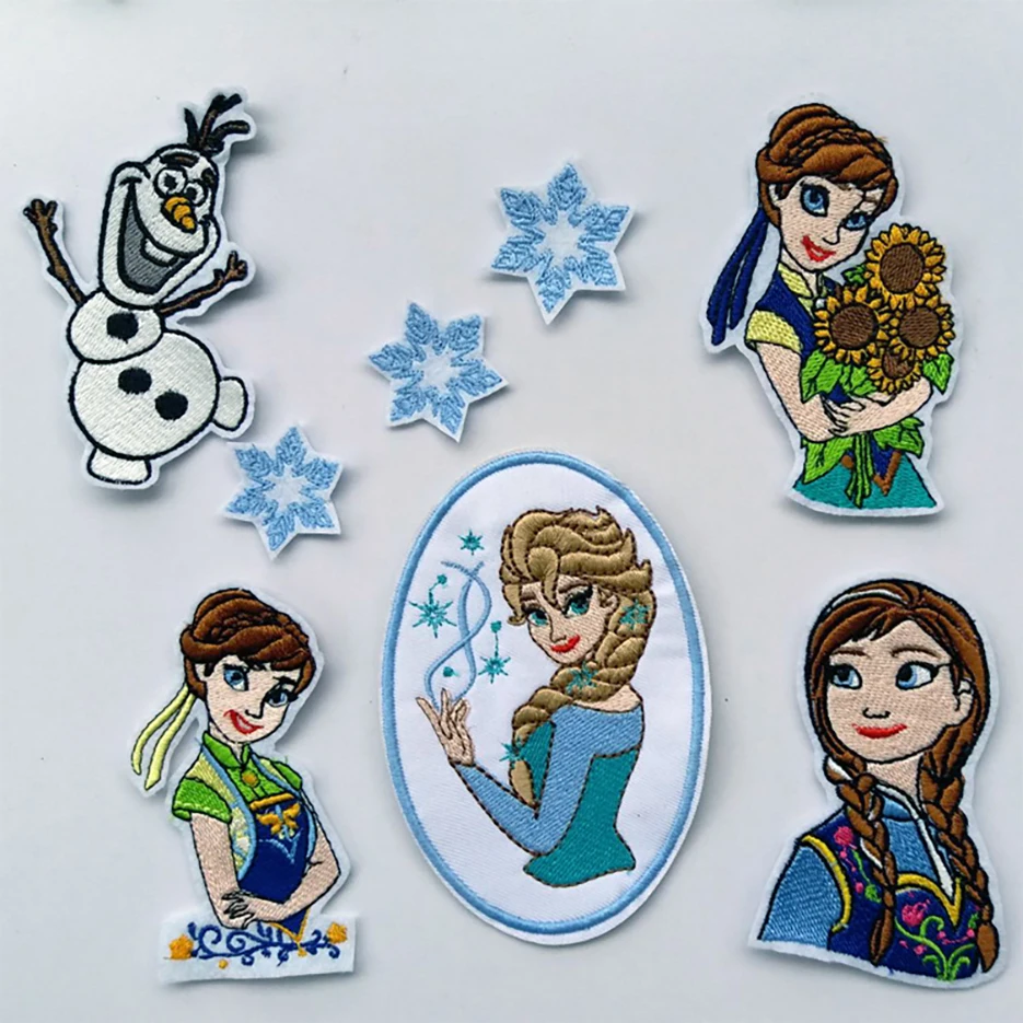 

Frozen Princess Elsa Olaf embroidery stickers on clothes Sunflowers Disney patches sew on coat