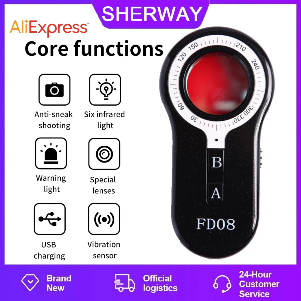 

FD08 Anti-Candid Camera Detector Detection Equipment Business Travel Room Anti-Surveillance Camera infrared Detector