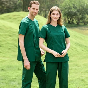 Scrubs Uniform Women Medical Clothes Surgical Suit Work Wear Zipper Scrubs Short Sleeve Spa Uniforms