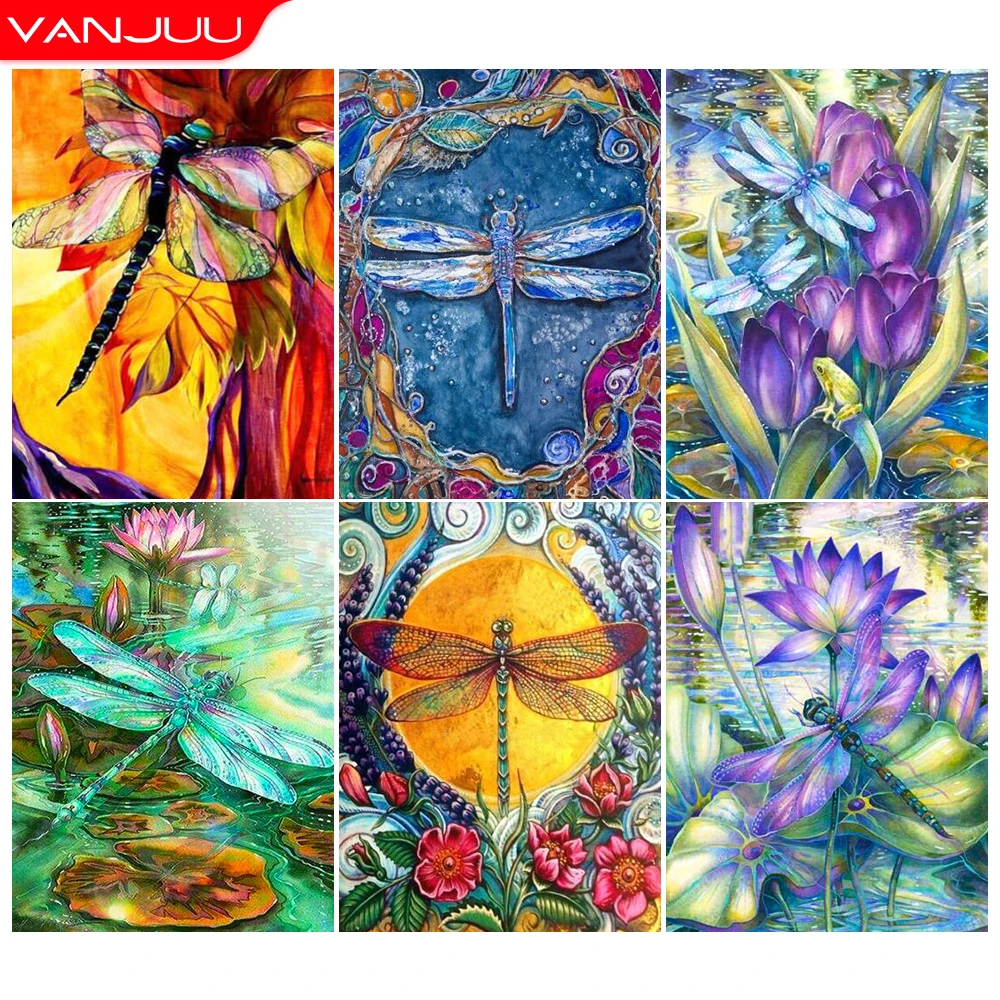 

5D Diamond Painting Kits Dragonfly Full Drill Diamond Mosaic Animal Diamond Embroidery DIY Rhinestones Home Decor Gift