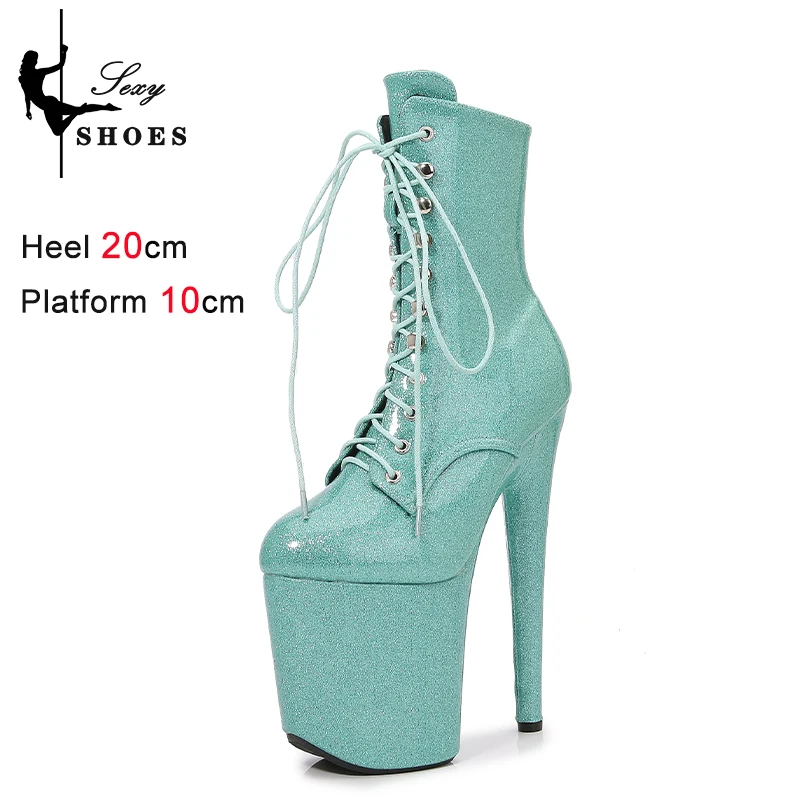 Женские ботильоны 20 см обувь для танцев на пилоне тонком каблуке с круглым носком