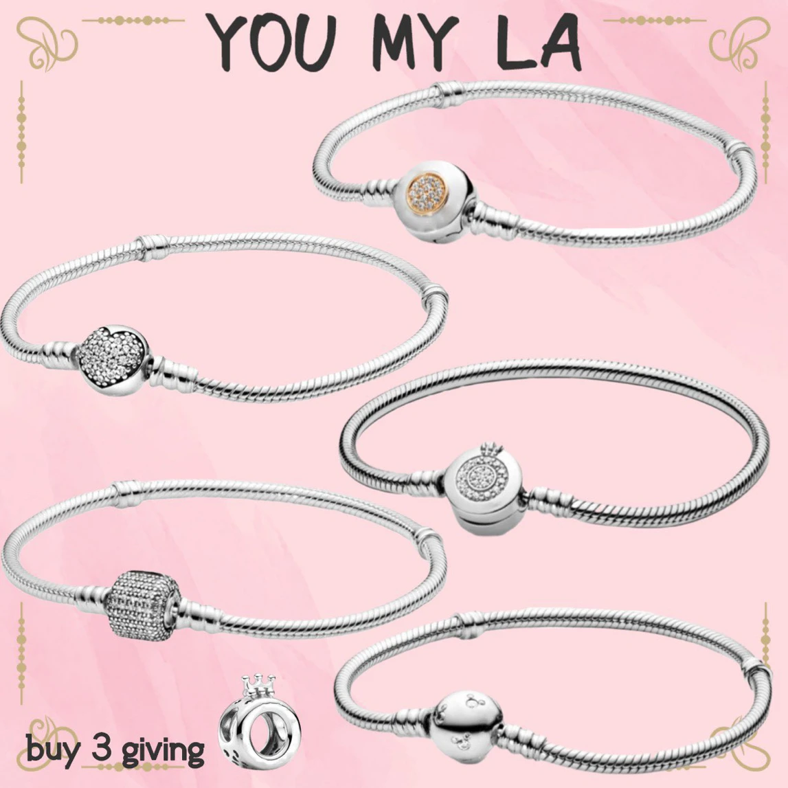 

Luxury 925 Sterling Silver pando Bracelet Fit Original Snake Chain Bead Charms DIY Jewelry for Women High Quality Gift