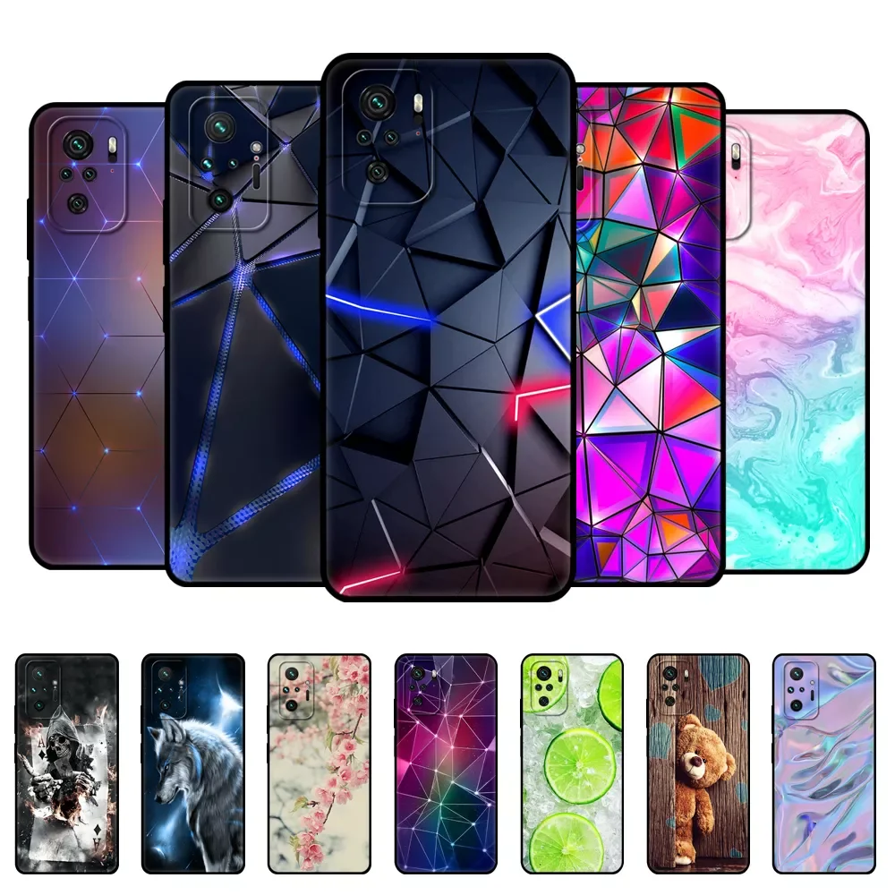 

NEW2022 For Xiaomi Redmi Note 10 Case 4G 5G Back cover For Redmi Note 10 Pro Phone Cover on Redmi Note 10S bumper silicon black