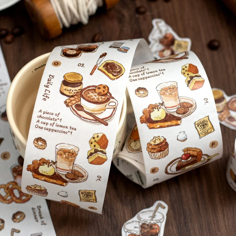Journal GO 6x200cm Coffee Notes Washi Vintage Scrapbooking Planner Decor Masking Tape Creative DIY Collage Sticker