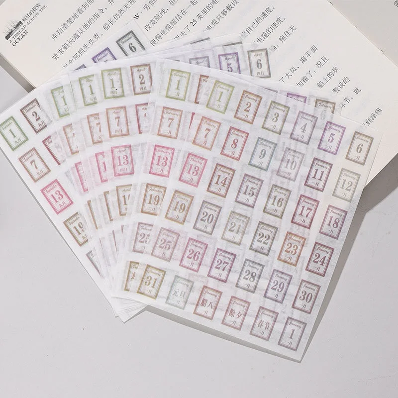 

12 шт./упак. календарь на 365 дней, декоративные наклейки, скрапбукинг, этикетка «сделай сам», дневник, канцелярские принадлежности, альбом, журнал, планировщик, наклейка с номером месяца