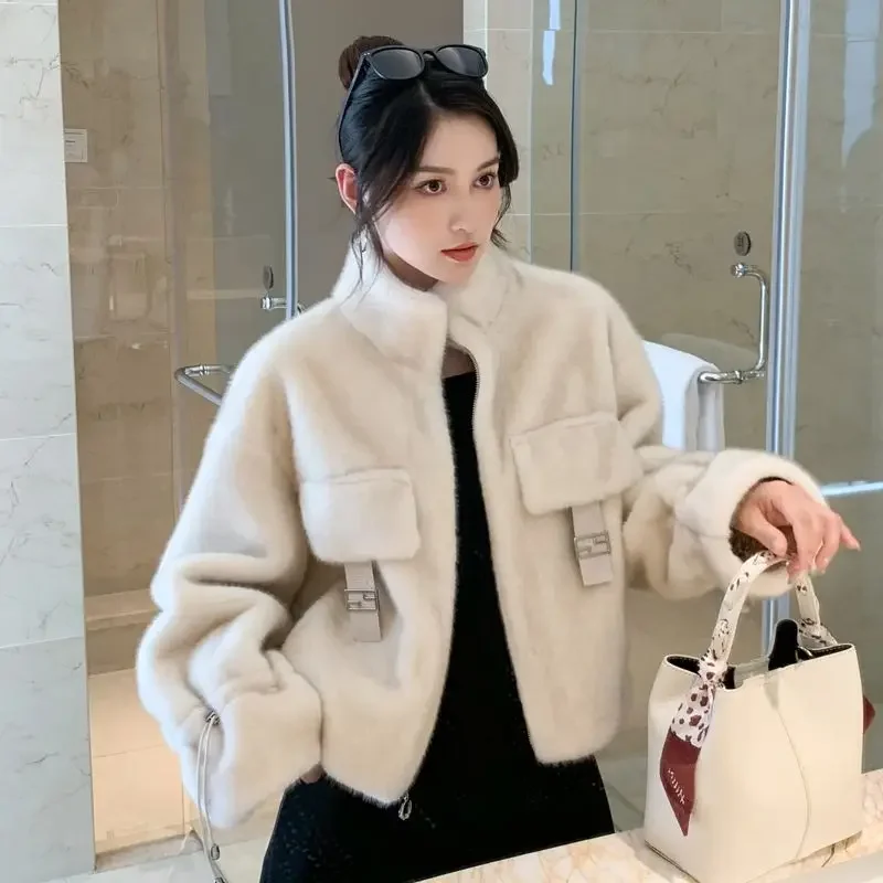 2025 зимняя новая женская шуба из искусственной норки с длинным рукавом на молнии