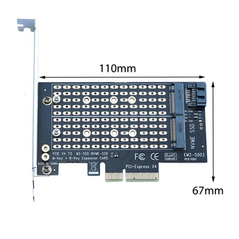 Плата адаптера Single/Dual M.2 NVME NGFF To Pcie 4x M2 SSD-адаптер B/M Key Поддержка жестких дисков PCI