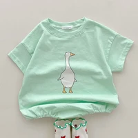 fashion baby summer short sleeve bodysuit 2022 new infant cartoon jumpsuit cute duck print baby clothes cotton toddler onesie