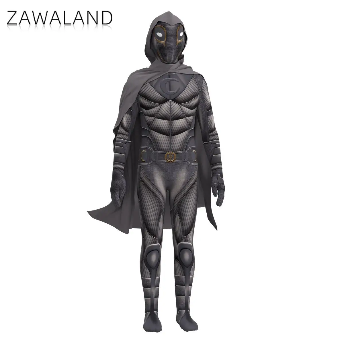 

Костюм на Хэллоуин Zawaland для взрослых и детей, костюм супергероя, лунный рыцарь, костюм для косплея с 3D-принтом, костюм зентая с накидкой
