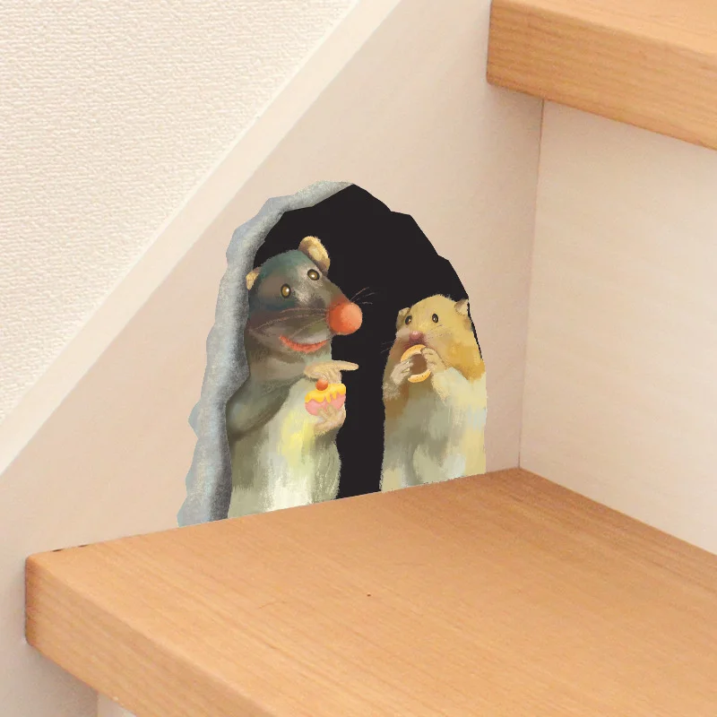 5 шт. милые настенные Стикеры с отверстиями для мыши домашний декор аниме