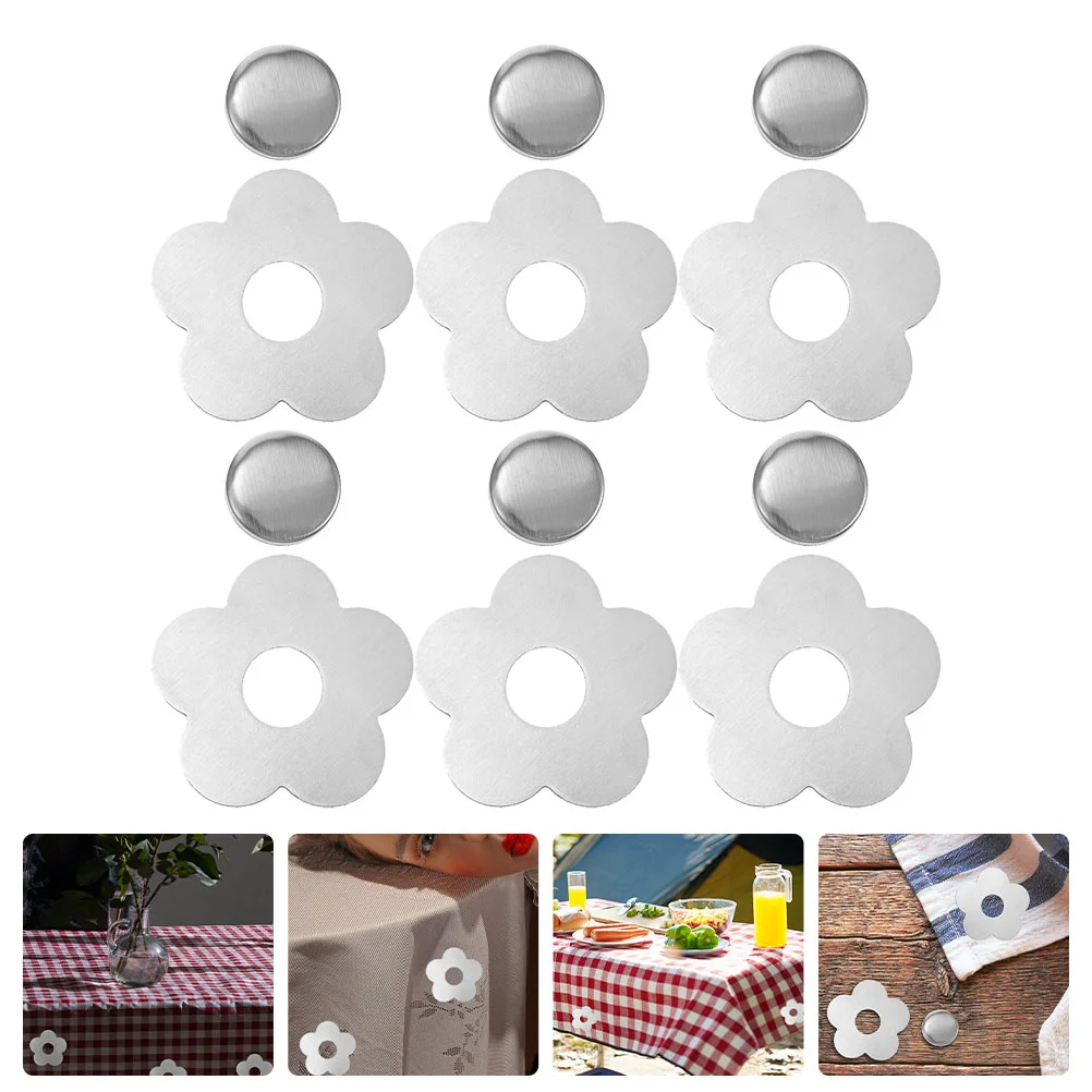 6 Pcs Magnetic Tablecloth Pendant Fixing Pendants Flowers Decoration Stainless Steel Floral Cover Anti- Windproof