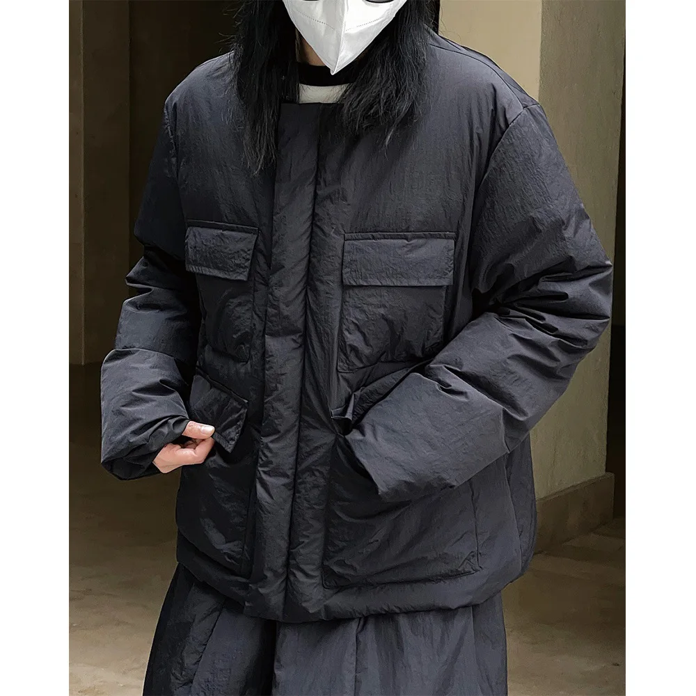 Winter New Casual Military Elements Round Neck Bread Down Jacket Pocket Warm Loose Casual Jacket Women