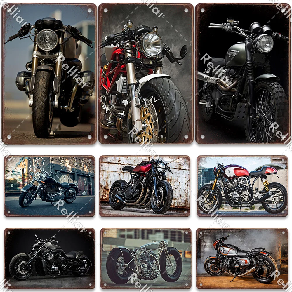 

Motorcycle Retro Metal Tinplate One Piece Metal Poster Plate Vintage Tin Sign Rectangle Plaque Home /Garage Wall Decor 20x30cm