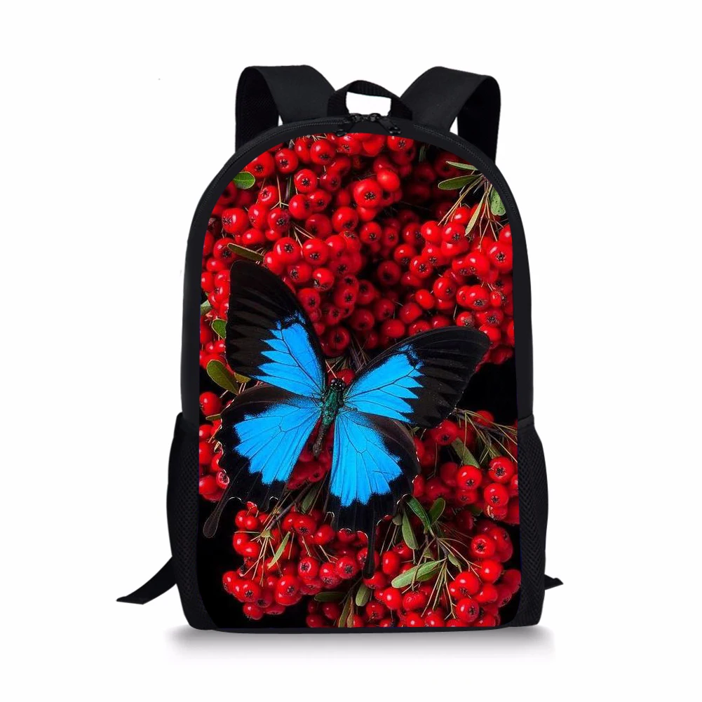 Butterfly Print Backpack Portable Casual Outdoor Travel Children's Knapsack Durable Large Capacity School Bags for Girls Boys