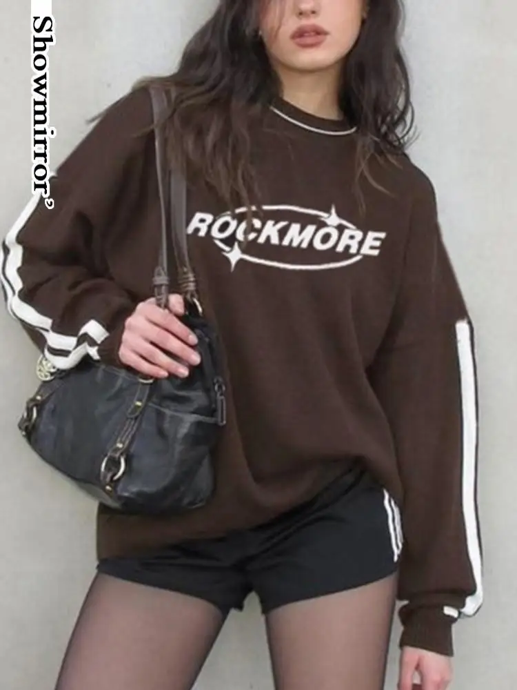 

Женский свободный пуловер с буквенным принтом, в стиле Харадзюку