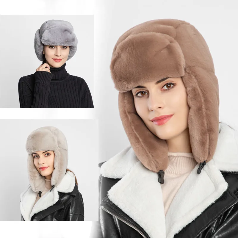 

Velvet Windproof Cap Ski Hat Thicken Winter Outdoor Riding Keep Warm Ear Muffs Faux Fur Plus Casual Fashion Ear Protection Hat