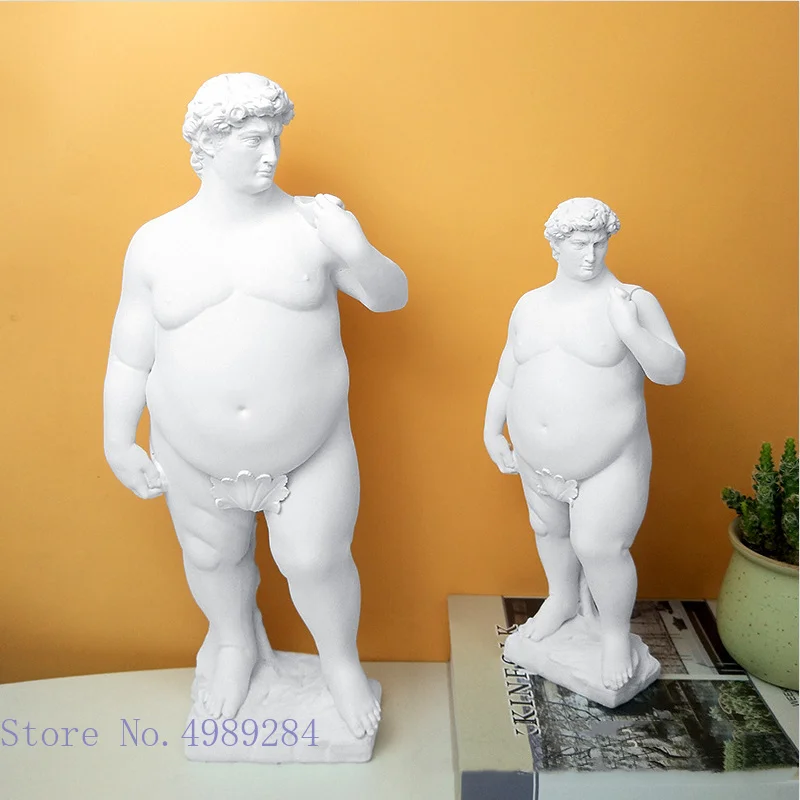 

David Obesity Resin Figure Sculpture Fat David Handicraft Statue Nude Naked Man Body Art Home Decoration Ornaments
