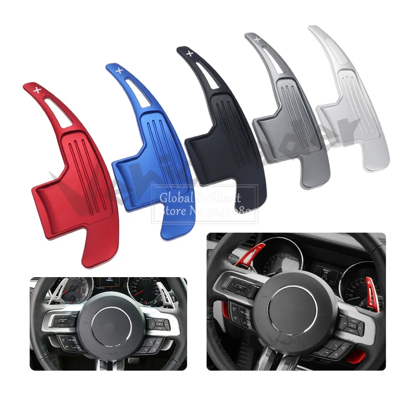 2pcs Car Styling For Ford Mustang 2015 2016 2017 2018 2019 Steering Wheel Gear Shifters Paddle Aluminum Alloy Accessories
