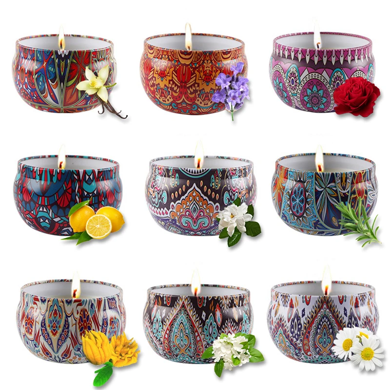 Винтажные ароматизированные свечи набор цветочный канделябр фрагранс соевый воск естественный с жестяной банкой свадебные дни рождения рождественские подарки дома на.