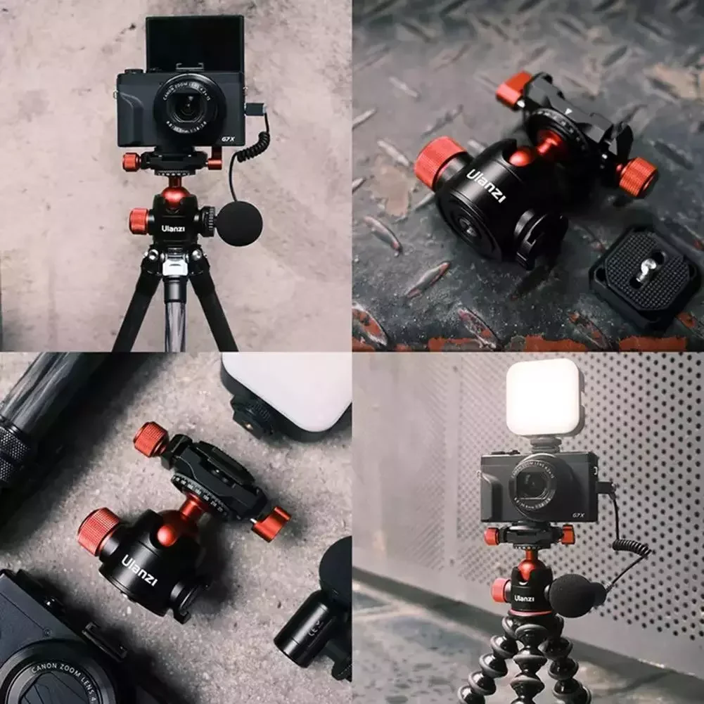 

Ulanzi U-60 U-70 Metal Ballhead Pan Tilt Dual Cold Shoe Tripod Head Vlog Tripod Head
