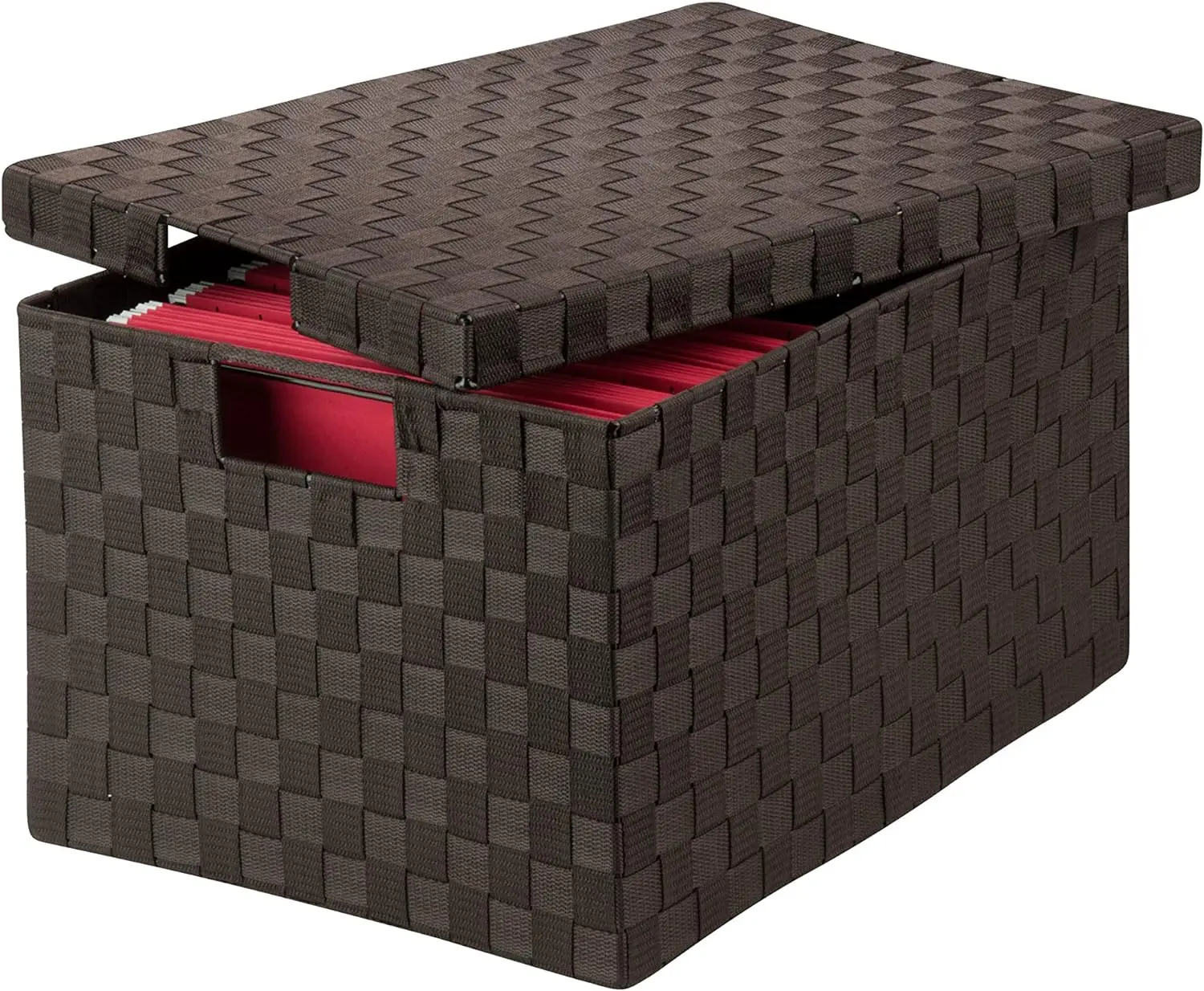 

14 by 17.75 by 10.75-Inch Double Woven File Box with Lid and Handles, Large, Espresso Brown Stich Sewing machine foot Prensatela