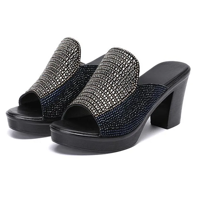 

Тапки женские летние из натуральной кожи на высоком каблуке