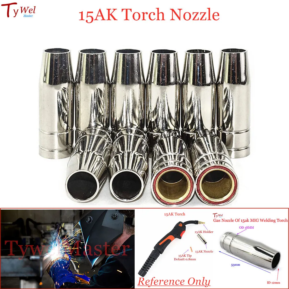 15AK Gas Nozzle Euro Style MIG Welding Gun Tip Nozzle Shield Cup for MB 14AK 15AK MIG Welding Torch