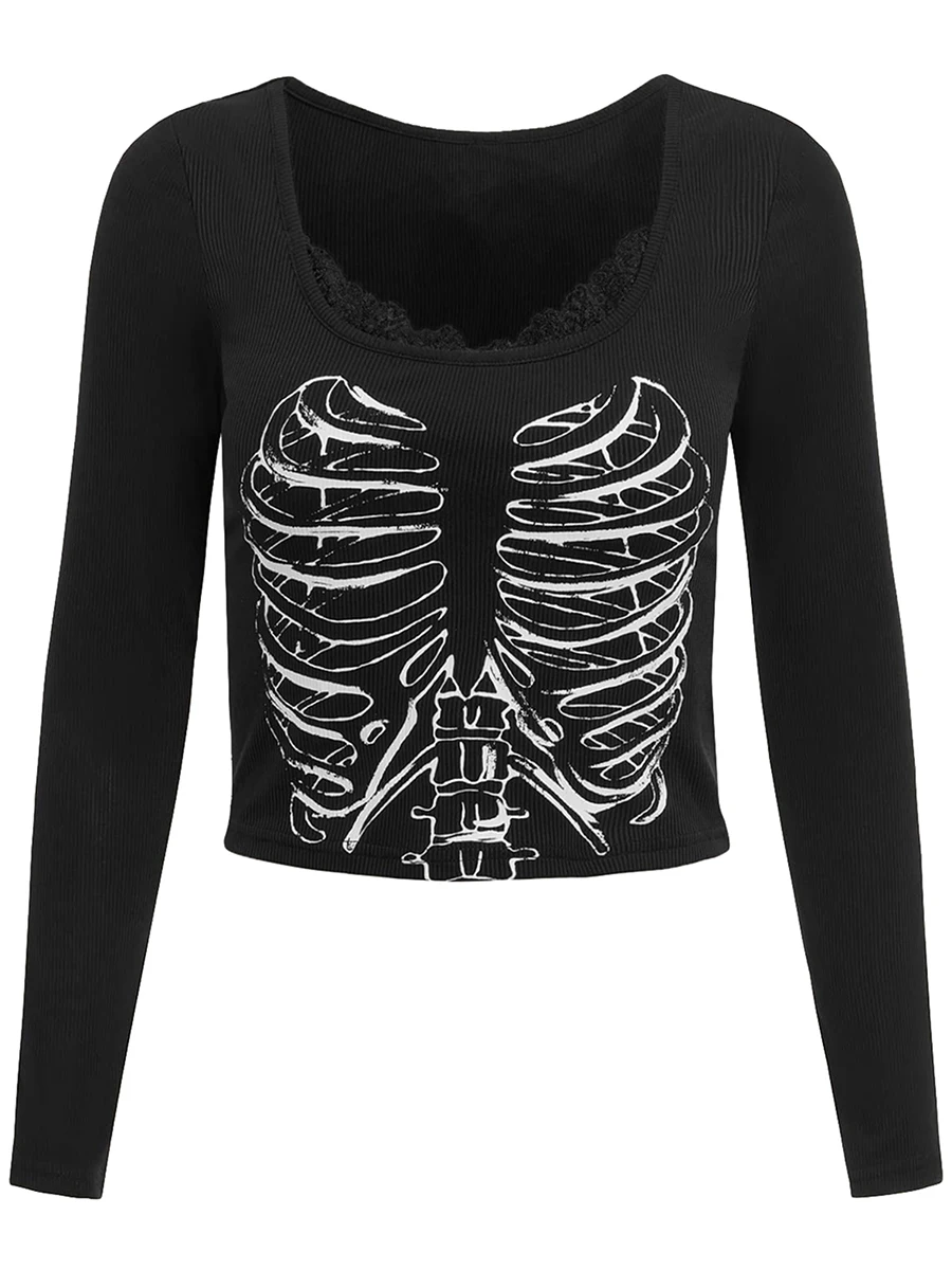 

Женская Винтажная футболка с длинным рукавом, круглым вырезом и принтом Креста