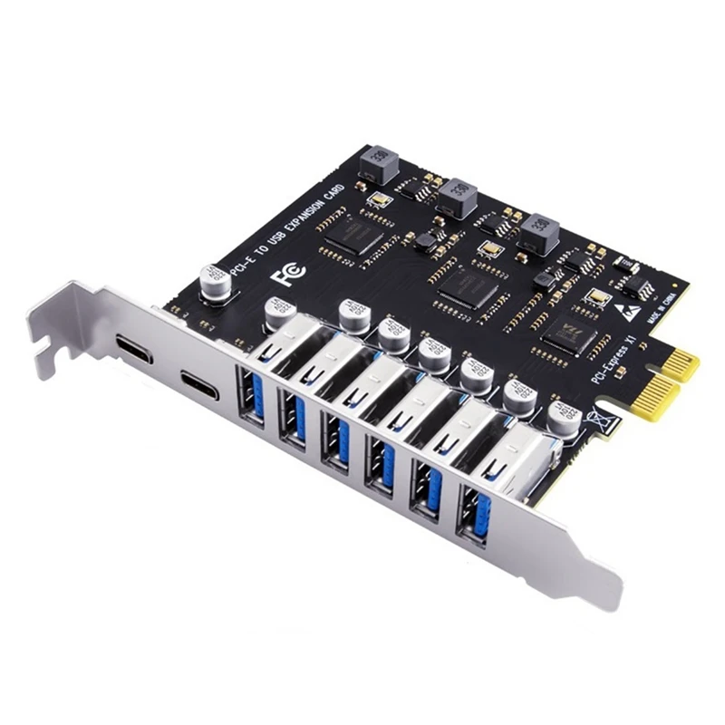 

SSU Pcie-USB 3,2 Gen 2 Card 8-Port (6X Type-A + 2X Type-C) конвертер PCIE Splitter VIA + NEC Chip для настольного компьютера