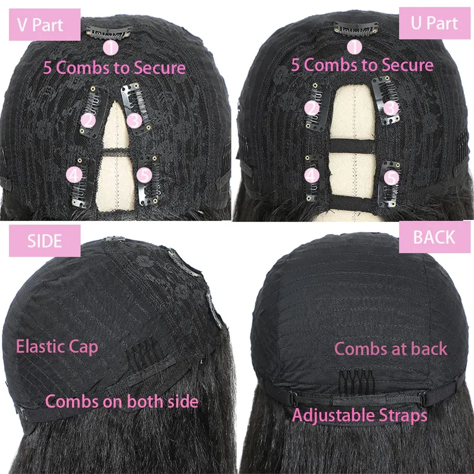 Женский Прямой Парик Из Натуральных Волос С V-образным Вырезом Бразильский Реми