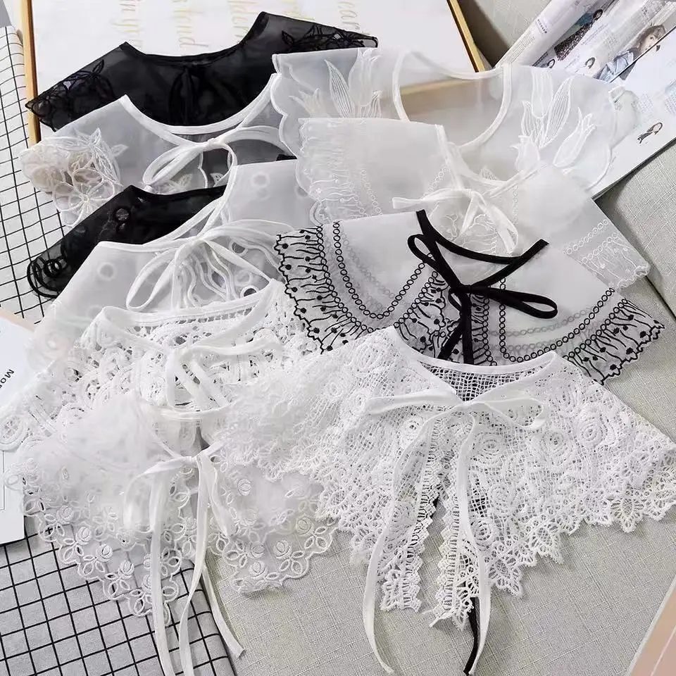 

Sitonjwly Кружева Ложные воротнички шеи шаль-рубашка; Блузка; Без застежки; Съемный воротник для Для женщин Обёрточная бумага накладные воротни...